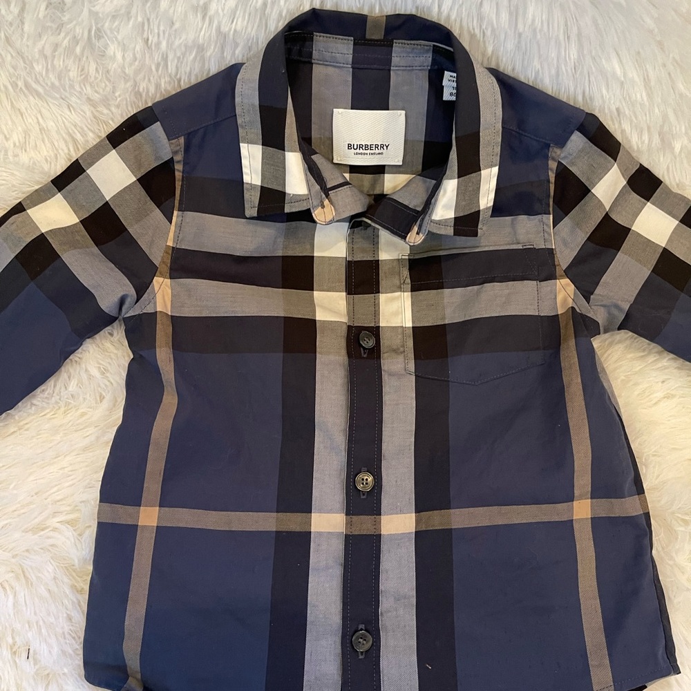 Burberry blue button down shirt size 18 months